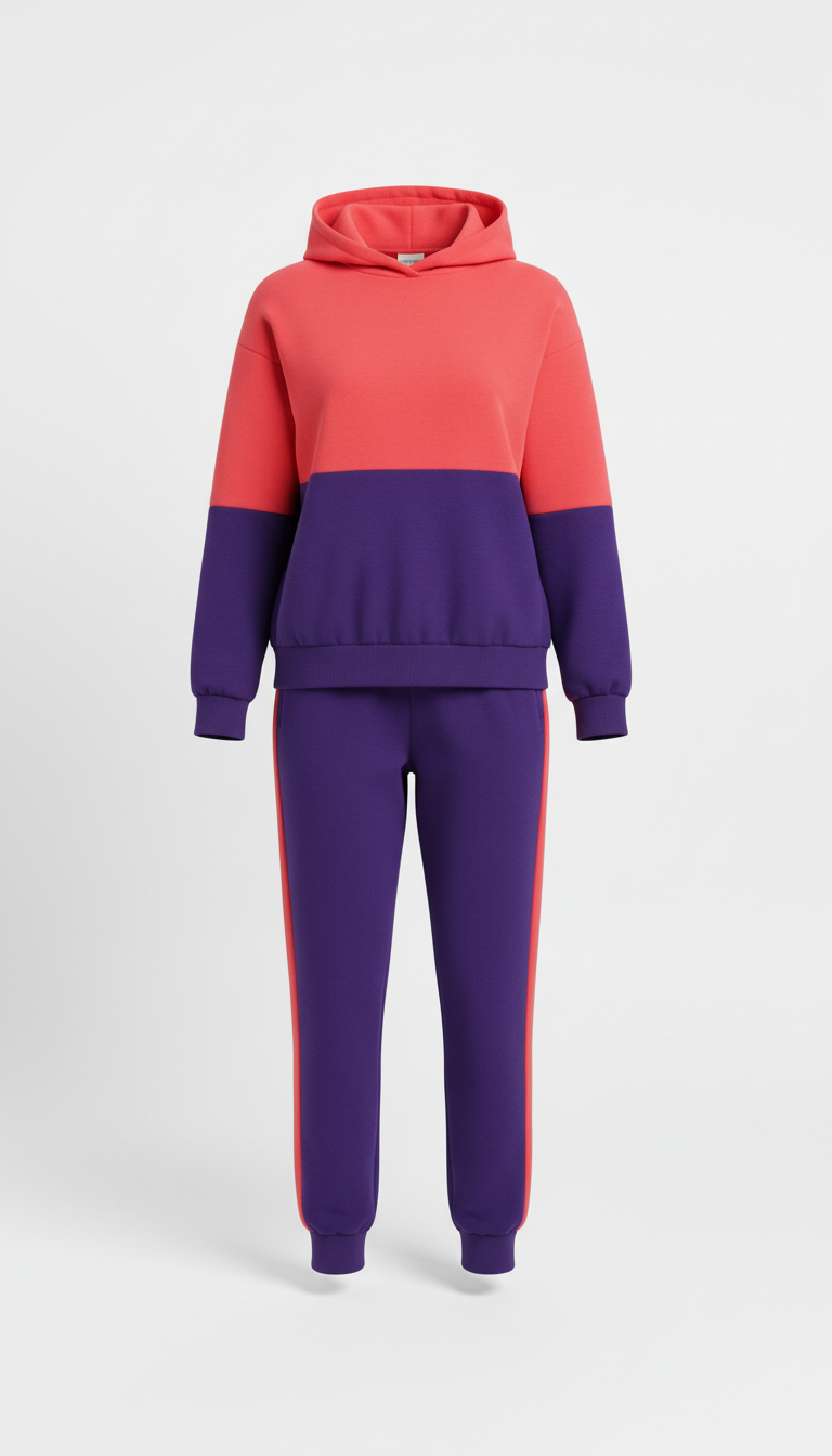 Coral red and electric violet jogger set