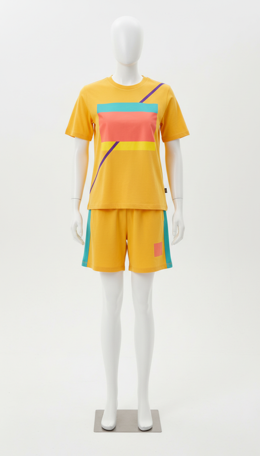 Sunbeam yellow graphic tee and shorts set